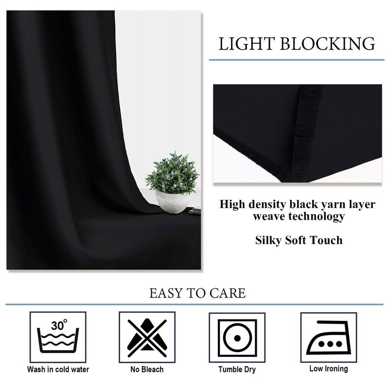 Diraysid Blackout Curtains for Bedroom Grommet Thermal Insulated Room Darkening Curtains (42 x 84 Inch, 2 Panels, Black) - Image 5